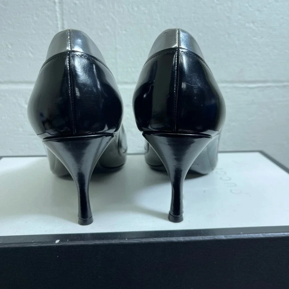 Lanvin Black Silver Pointed Toe Stiletto Pump Heels Womens 41 EU/8 US Italy Made